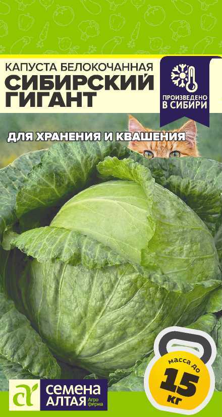 Семена Капуста Сибирский Гигант, 0,3 г Семена Алтая - фото