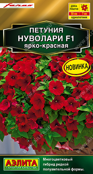 Семена Петуния Нуволари F1 полуампельная ярко-красная, 5 шт - фото