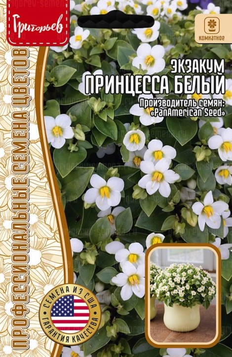 Семена Экзакум Принцесса белый, 3 шт - фото
