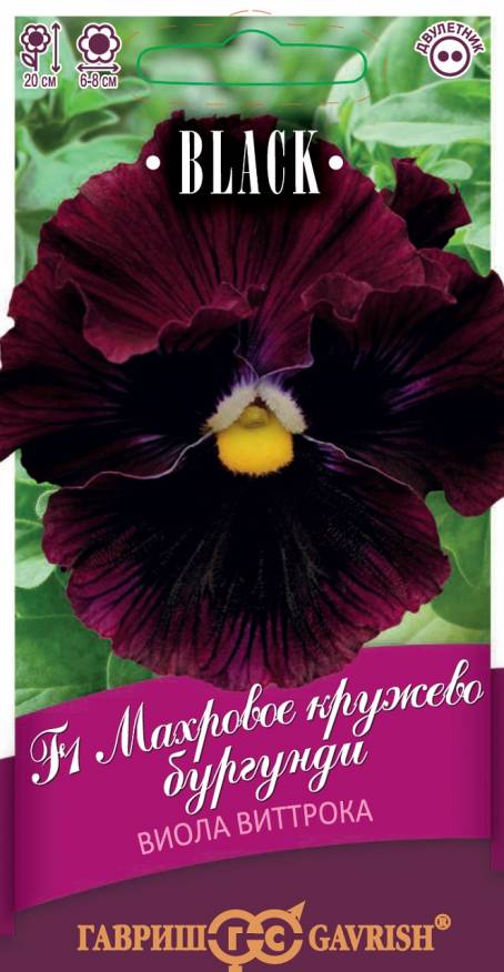 Семена Виола Махровое кружево бургунди F1, Виттрока (Анютины глазки), 4 шт - фото