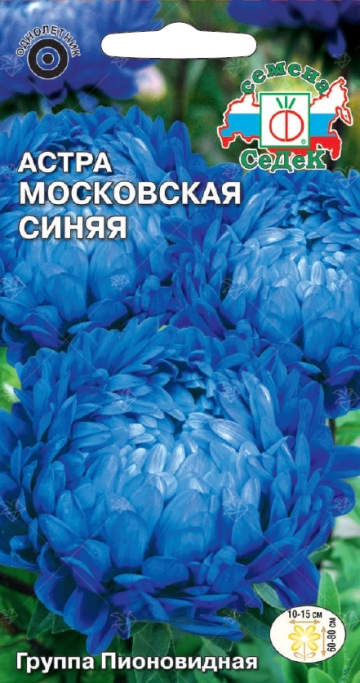 Семена Цветок Астра Московская синяя (пионовидная), 0,2 г - фото