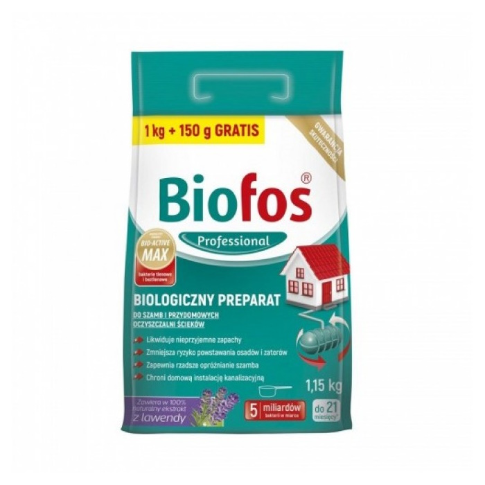 Биоактиватор Biofos Professional порошок для септиков и очистительных станций (1 кг+150 г) - фото