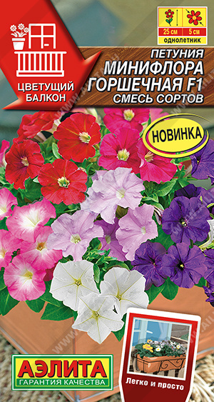Семена Петуния Минифлора горшечная F1 смесь сортов, 5 шт - фото