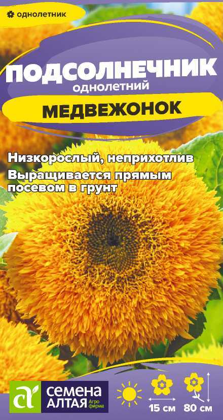 Семена Подсолнечник Медвежонок, 0,5 г Семена Алтая - фото