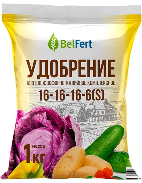 Удобрение Азотно-Фосфорно-Калийное 16-16-16-6(S), 1 кг - фото