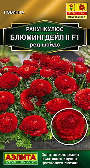 Семена Ранункулюс Блюмингдейл II F1 ред шэйдс, 3 шт - фото