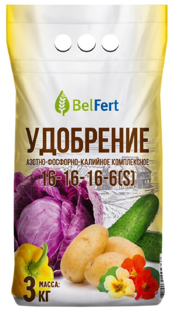 Удобрение Азотно-Фосфорно-Калийное 16-16-16-6(S), 3 кг - фото
