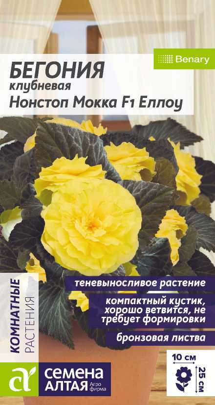 Семена Бегония Нонстоп Мокка F1 Еллоу клубневая, 4 шт - фото