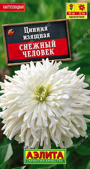 Семена Цинния Снежный человек кактусовидная, 0,2 г - фото