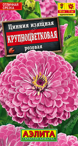 Семена Цинния Крупноцветковая розовая, 0,3 г - фото