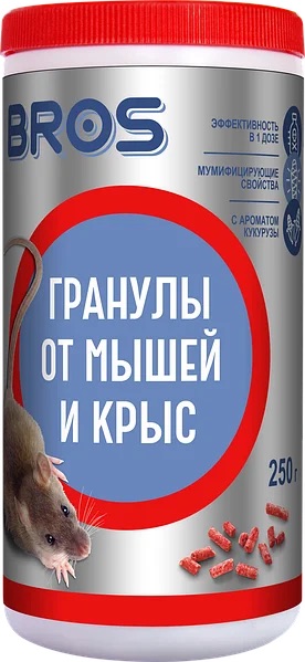 Гранулы от мышей и крыс, 250 г BROS - фото