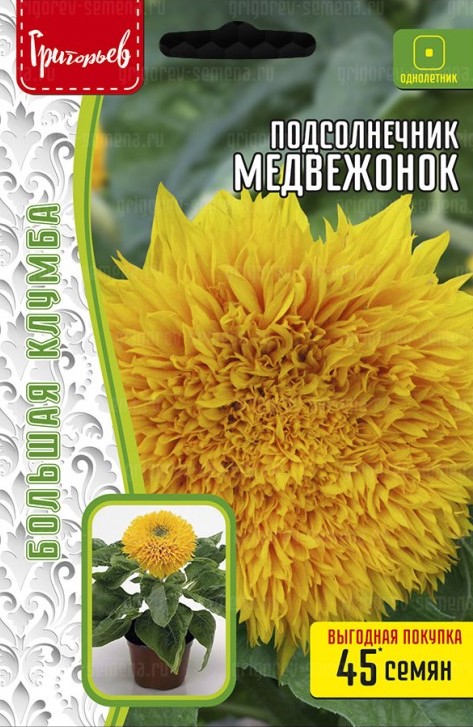 Семена Подсолнечник Медвежонок, 45 шт - фото