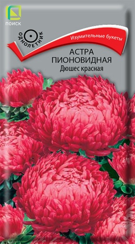 Семена Астра пионовидная Дюшес красная, 0,3 г - фото