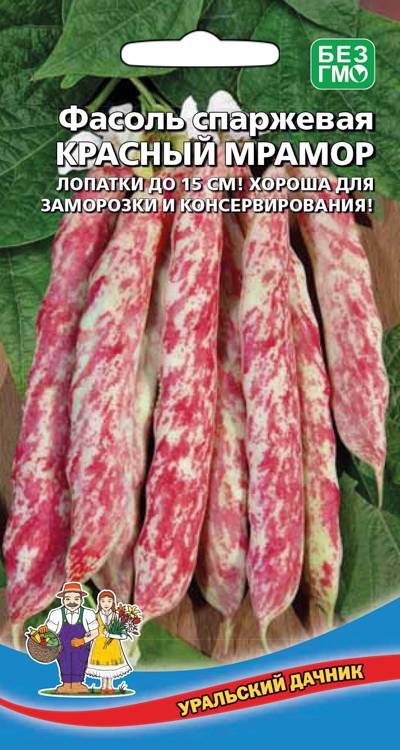 Семена Фасоль спаржевая Красный мрамор, 10 шт - фото