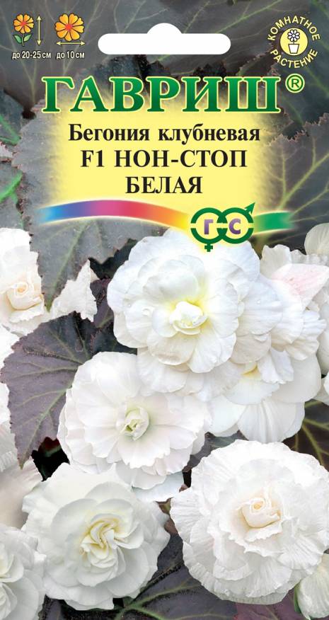 Семена Бегония клубневая Нон-стоп белая F1, 4 шт - фото